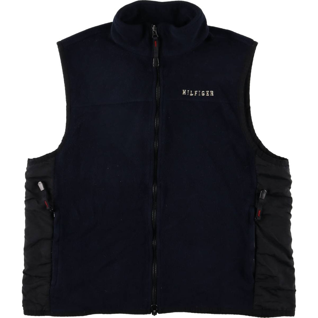 Vintage 90'S Tommy Hilfiger fleece vest, size M, men's polyester navy blue type Vintage Second Hand