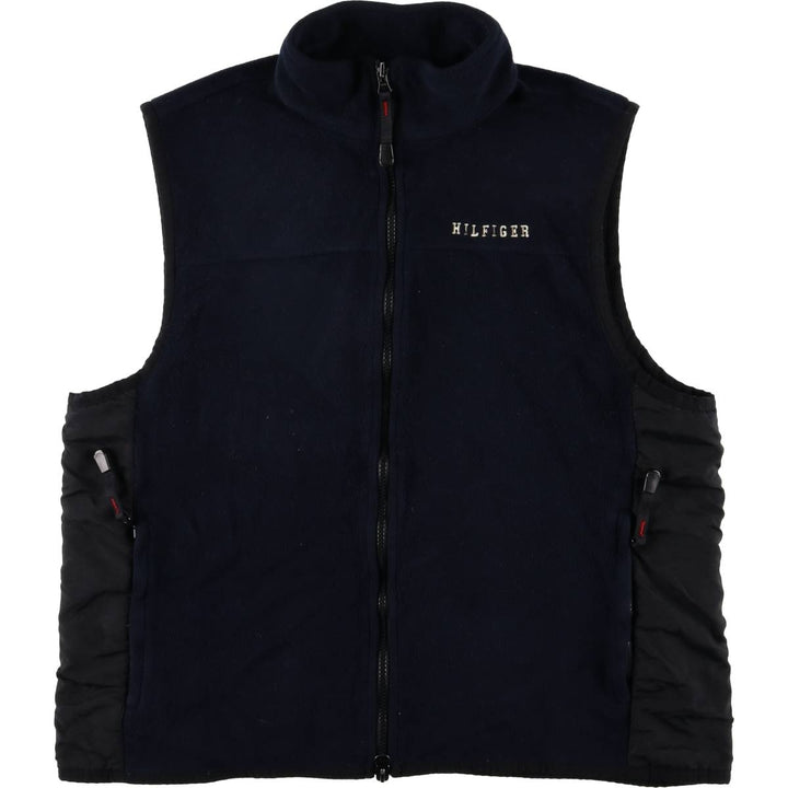 Vintage 90'S Tommy Hilfiger fleece vest, size M, men's polyester navy blue type Vintage Second Hand