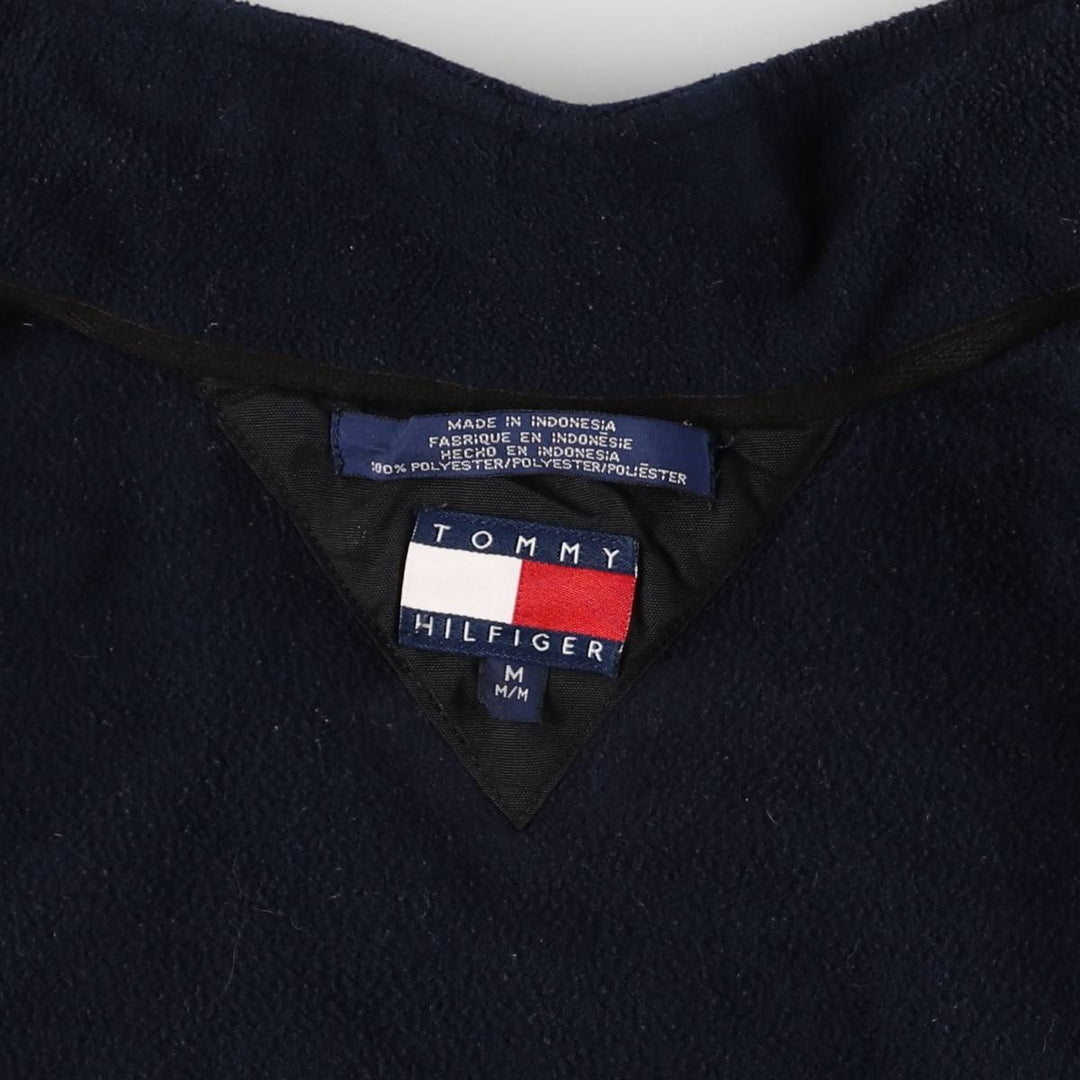 Vintage 90'S Tommy Hilfiger fleece vest, size M, men's polyester navy blue type Vintage Second Hand