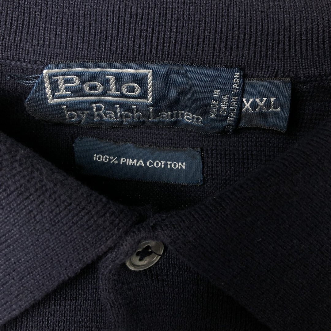 Ralph Lauren POLO RALPH LAUREN CUSTOM SLIM FIT polo knit sweater, men's size XXL Pima Cotton navy blue type Vintage Second Hand