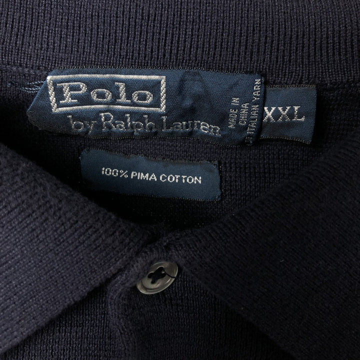 Ralph Lauren POLO RALPH LAUREN CUSTOM SLIM FIT polo knit sweater, men's size XXL Pima Cotton navy blue type Vintage Second Hand