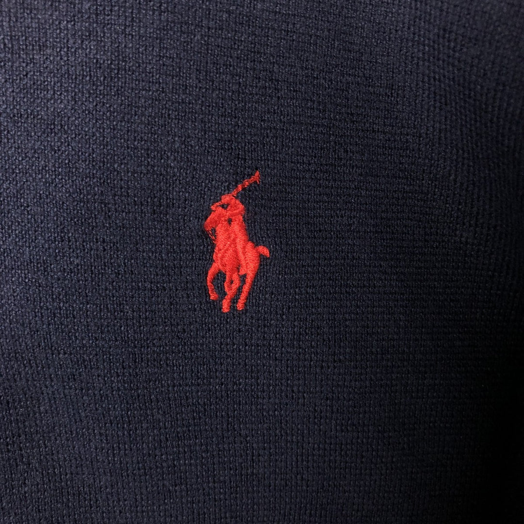 Ralph Lauren POLO RALPH LAUREN CUSTOM SLIM FIT polo knit sweater, men's size XXL Pima Cotton navy blue type Vintage Second Hand
