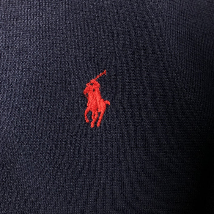 Ralph Lauren POLO RALPH LAUREN CUSTOM SLIM FIT polo knit sweater, men's size XXL Pima Cotton navy blue type Vintage Second Hand