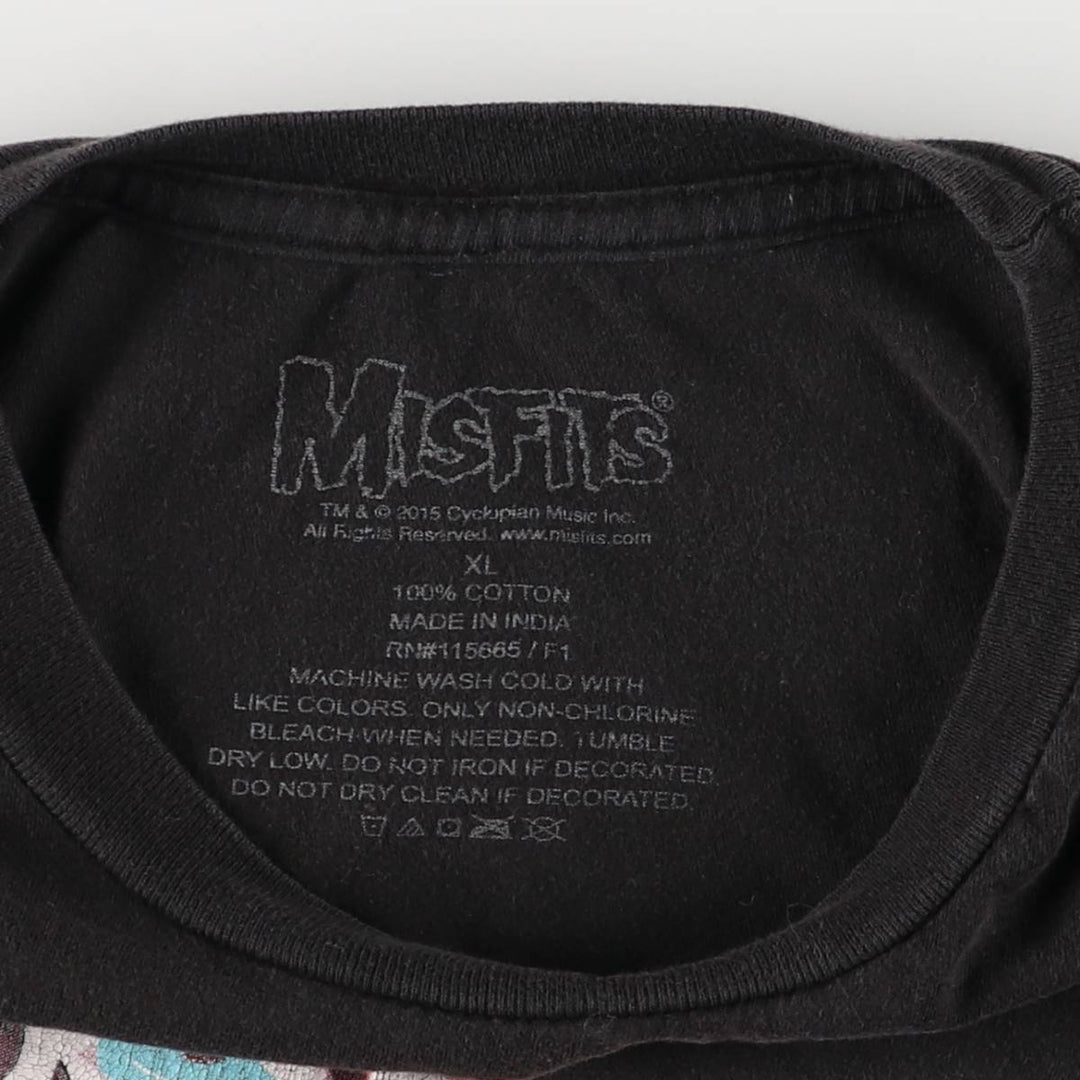 MISFITS Skull Pattern Band T-shirt, Men's XL size cotton black type Vintage Second Hand