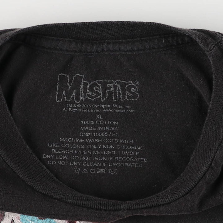MISFITS Skull Pattern Band T-shirt, Men's XL size cotton black type Vintage Second Hand