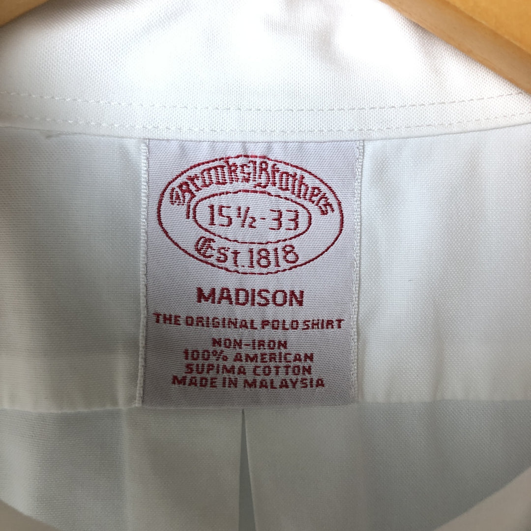 Brooks Brothers Est.1818 Long Sleeve Button Down Shirt, Men's M Size Supima Cotton white type Vintage Second Hand