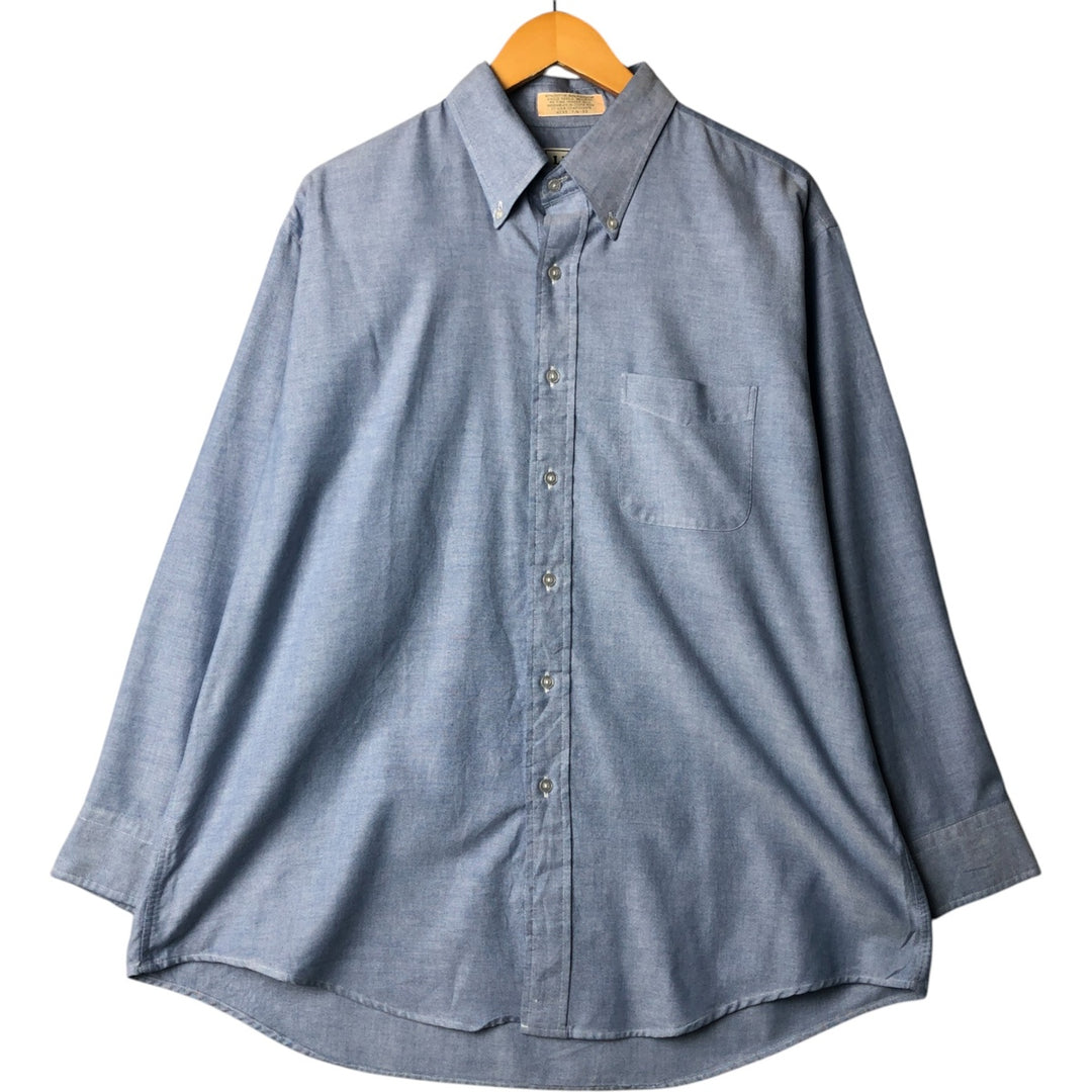 1990'S Vintage LLBean Long Sleeve Button-Down Shirt, Made in USA, Men's XL cotton Blue type light blue Vintage Second Hand