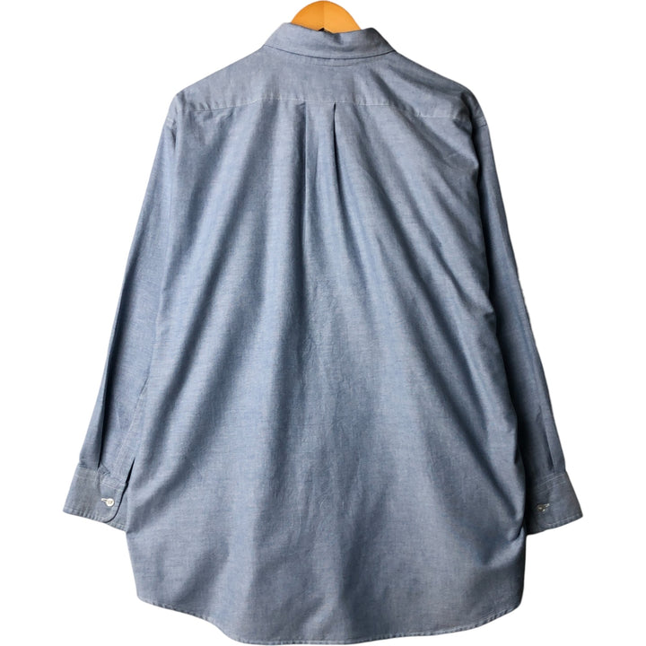 1990'S Vintage LLBean Long Sleeve Button-Down Shirt, Made in USA, Men's XL cotton Blue type light blue Vintage Second Hand