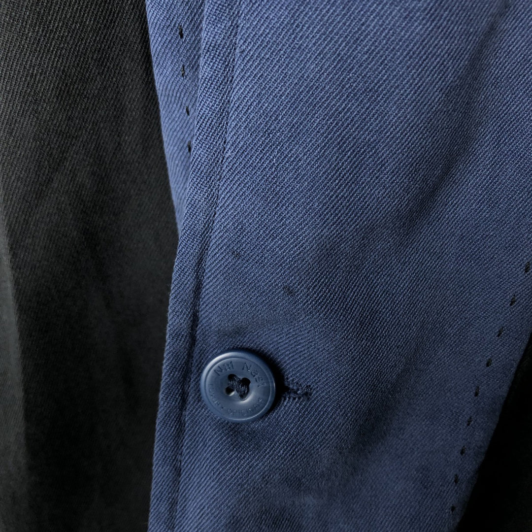 Vintage 90'S Nat Nast American Fit Two-Tone Short Sleeve Open Collar Silk Shirt, Men's Size L silk navy blue type Vintage Second Hand
