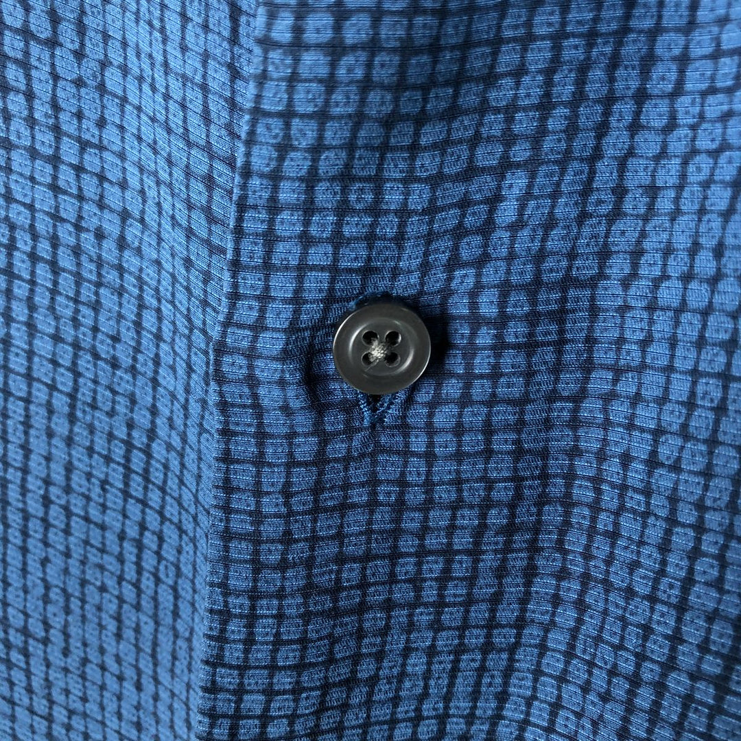 Liz Claiborne all-over print short-sleeved silk box shirt, men's XL silk blue type Vintage Second Hand