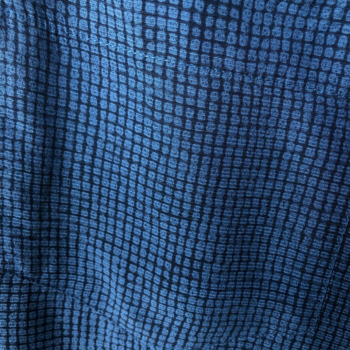 Liz Claiborne all-over print short-sleeved silk box shirt, men's XL silk blue type Vintage Second Hand