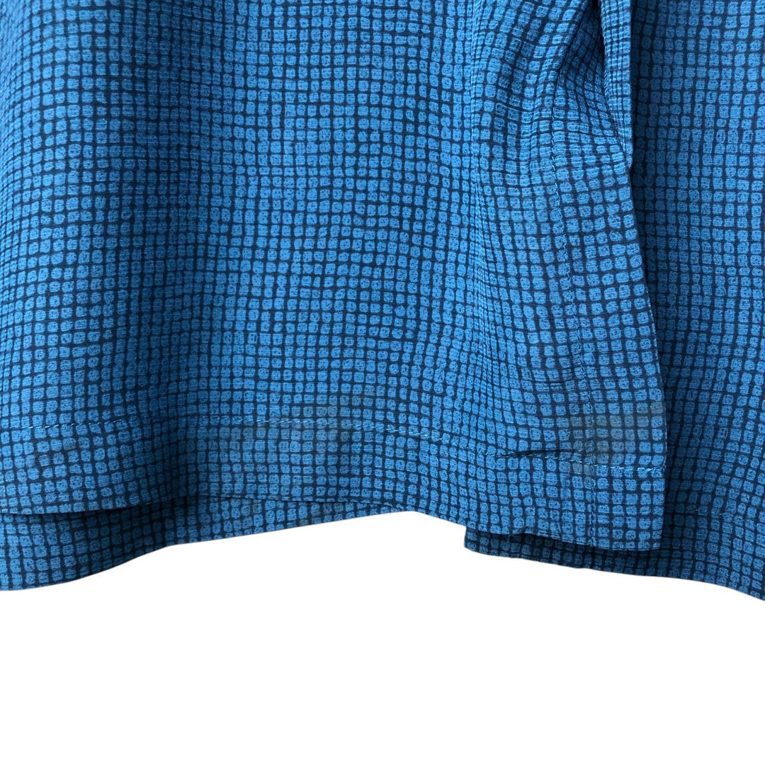 Liz Claiborne all-over print short-sleeved silk box shirt, men's XL silk blue type Vintage Second Hand