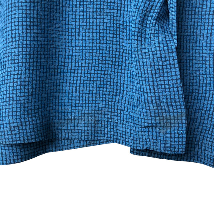 Liz Claiborne all-over print short-sleeved silk box shirt, men's XL silk blue type Vintage Second Hand