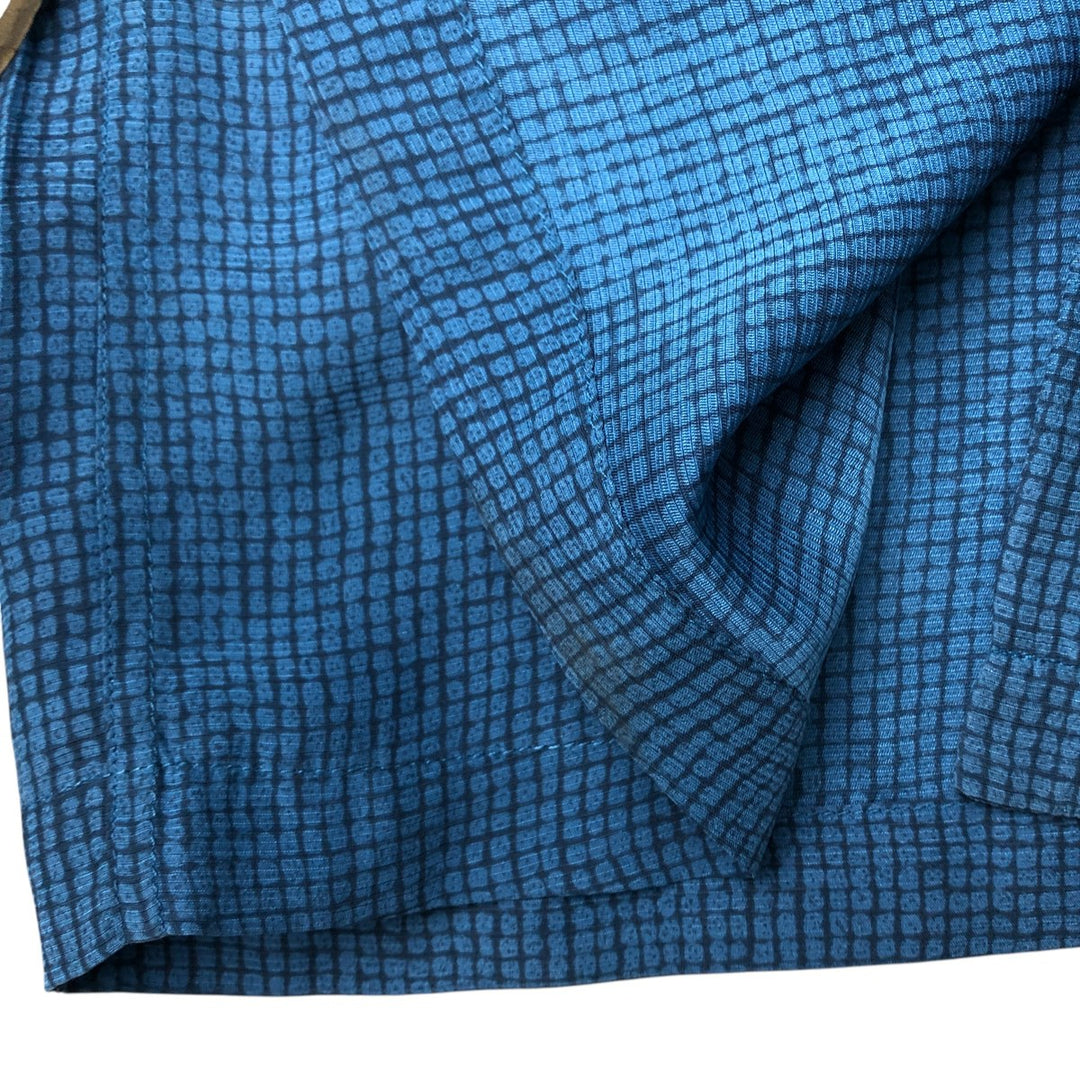 Liz Claiborne all-over print short-sleeved silk box shirt, men's XL silk blue type Vintage Second Hand