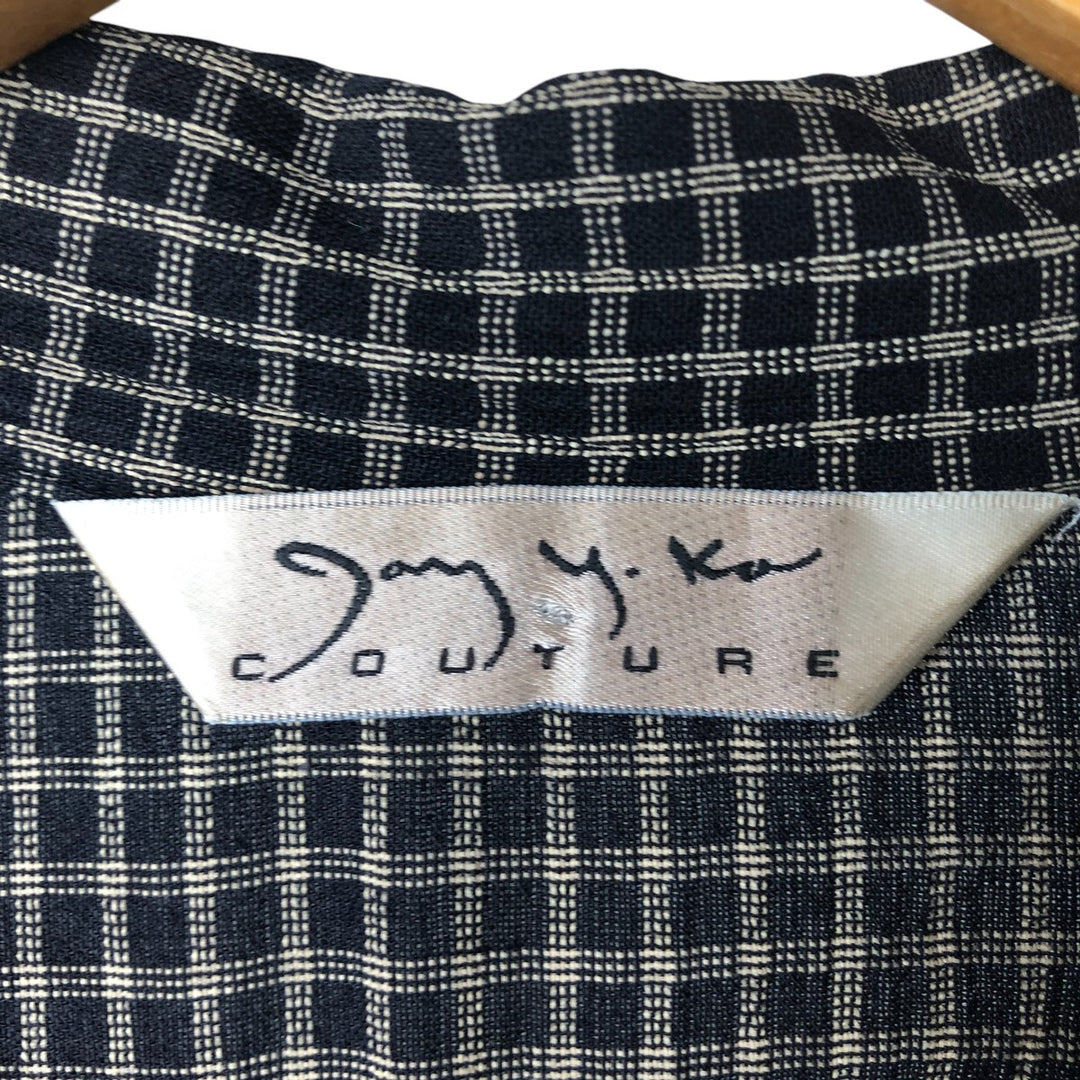 JAY Y KA Check Pattern Short Sleeve Open Collar Box Shirt, Made in USA, Men's XL Rayon black type Vintage Second Hand