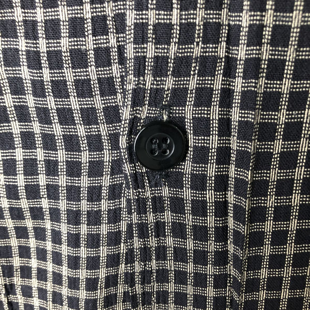 JAY Y KA Check Pattern Short Sleeve Open Collar Box Shirt, Made in USA, Men's XL Rayon black type Vintage Second Hand