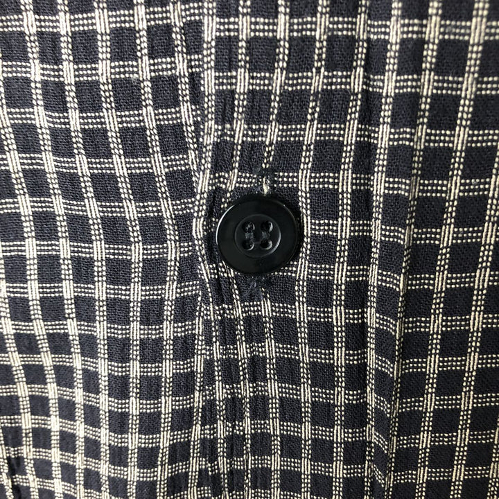 JAY Y KA Check Pattern Short Sleeve Open Collar Box Shirt, Made in USA, Men's XL Rayon black type Vintage Second Hand