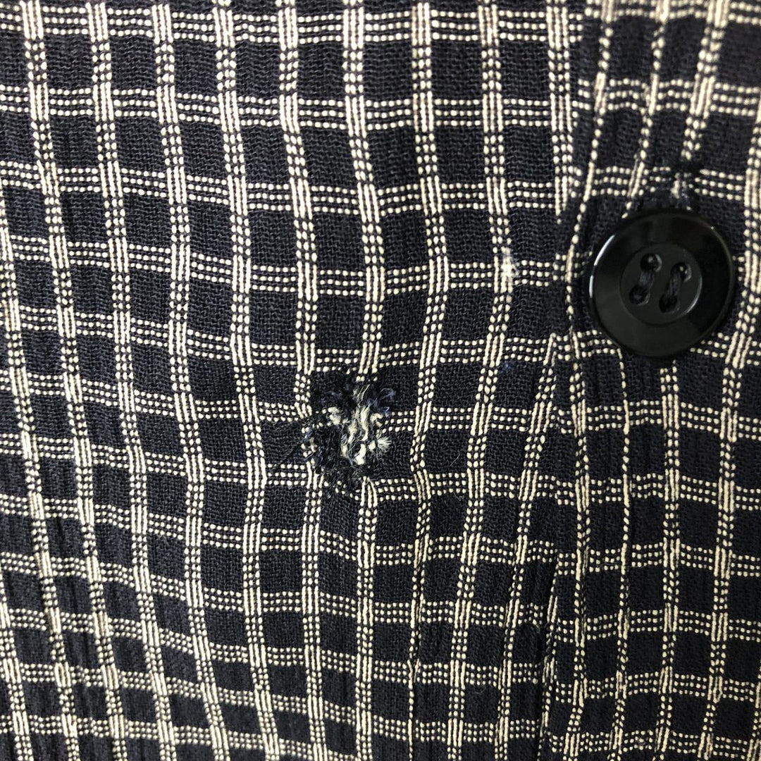 JAY Y KA Check Pattern Short Sleeve Open Collar Box Shirt, Made in USA, Men's XL Rayon black type Vintage Second Hand