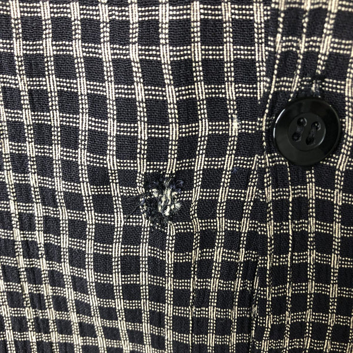 JAY Y KA Check Pattern Short Sleeve Open Collar Box Shirt, Made in USA, Men's XL Rayon black type Vintage Second Hand