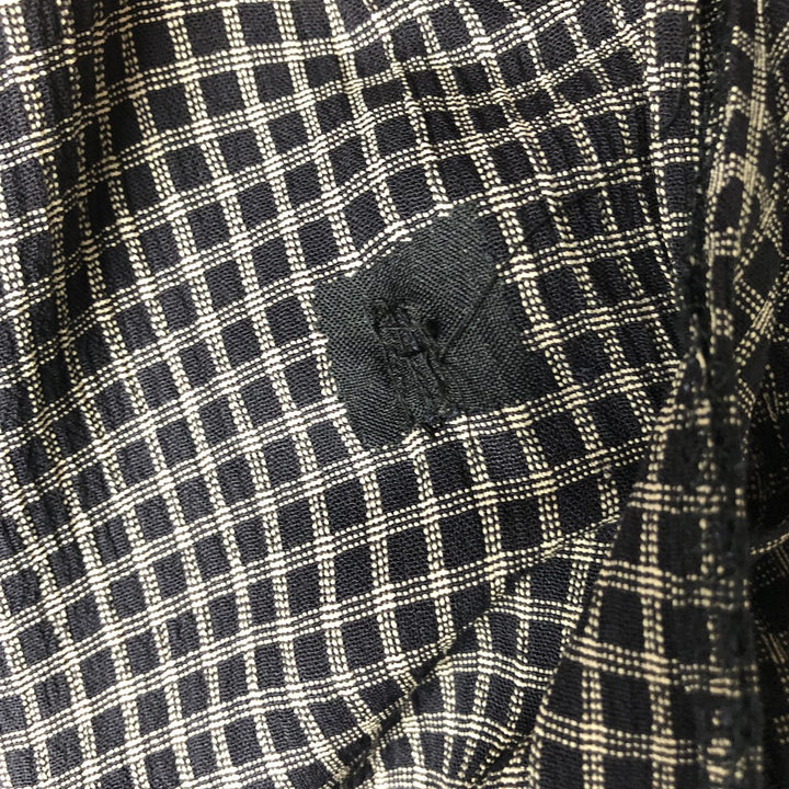 JAY Y KA Check Pattern Short Sleeve Open Collar Box Shirt, Made in USA, Men's XL Rayon black type Vintage Second Hand