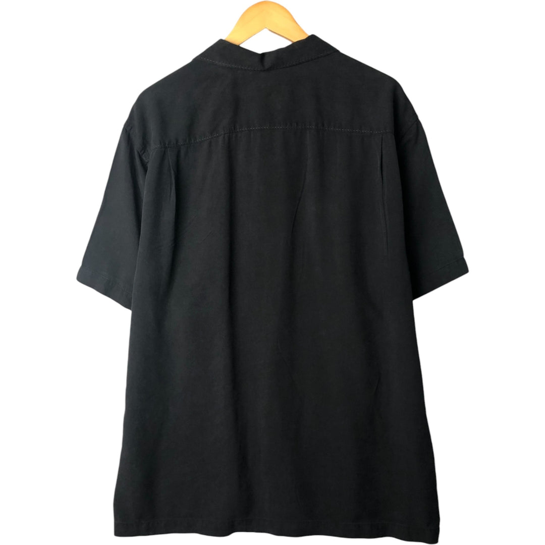 Tommy Bahama short sleeve open collar silk shirt, box shirt, men's XL size silk black type Vintage Second Hand