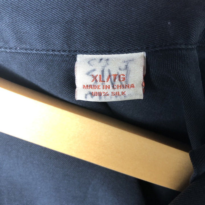 Tommy Bahama short sleeve open collar silk shirt, box shirt, men's XL size silk black type Vintage Second Hand