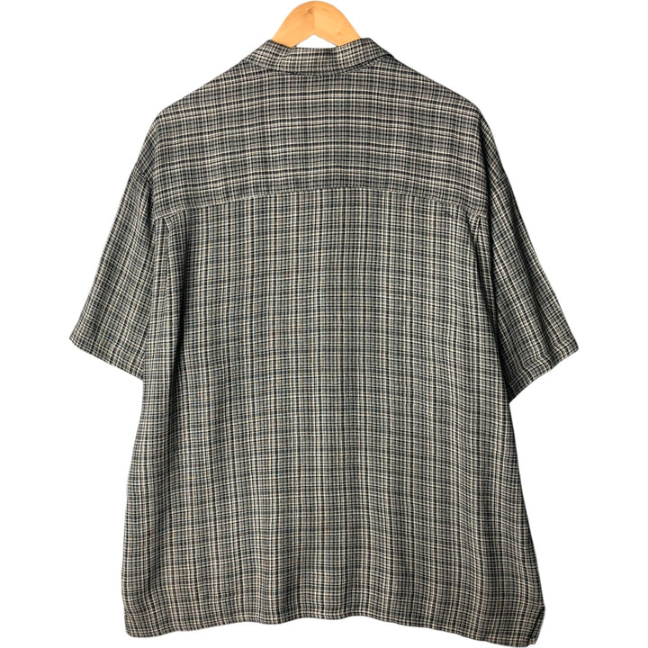 Vintage 90'S Michael Brandon check pattern short-sleeved open-collar shirt, made in the USA, men's size XL acetate gray type Vintage Second Hand