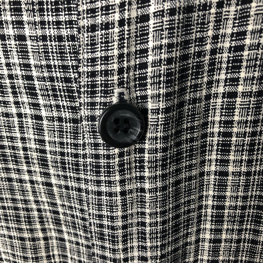 Vintage 90'S Michael Brandon check pattern short-sleeved open-collar shirt, made in the USA, men's size XL acetate gray type Vintage Second Hand