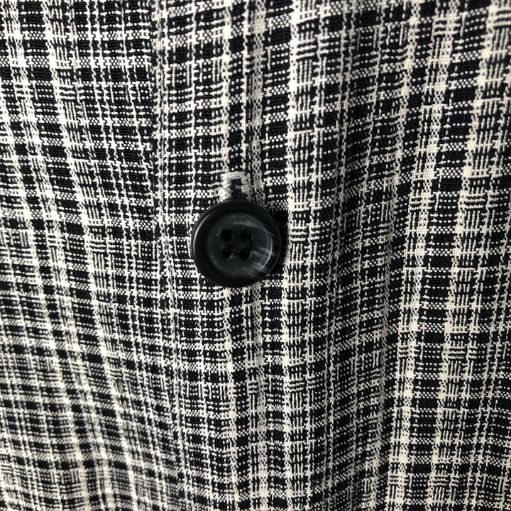 Vintage 90'S Michael Brandon check pattern short-sleeved open-collar shirt, made in the USA, men's size XL acetate gray type Vintage Second Hand
