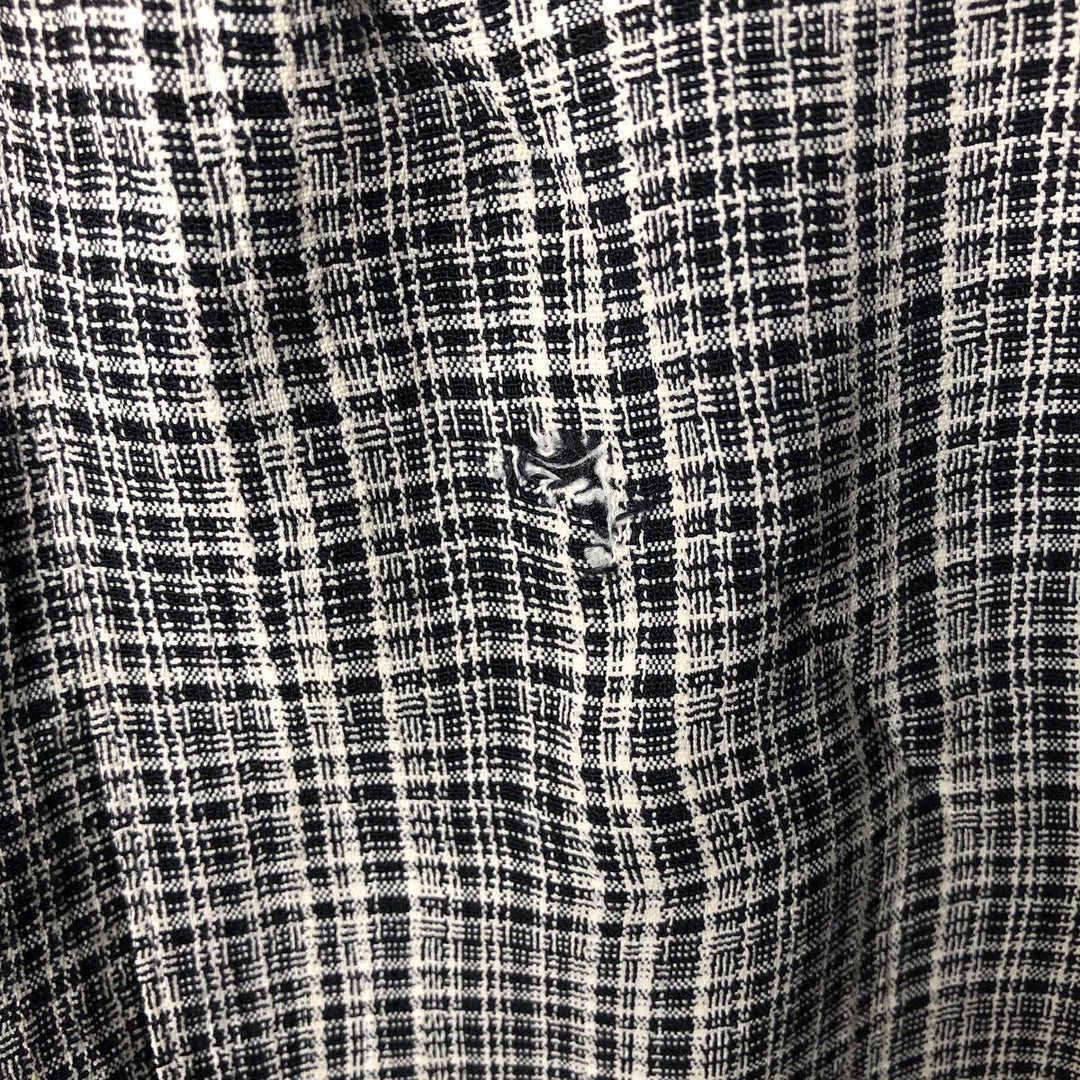 Vintage 90'S Michael Brandon check pattern short-sleeved open-collar shirt, made in the USA, men's size XL acetate gray type Vintage Second Hand