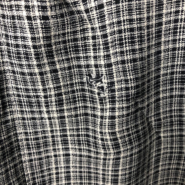 Vintage 90'S Michael Brandon check pattern short-sleeved open-collar shirt, made in the USA, men's size XL acetate gray type Vintage Second Hand