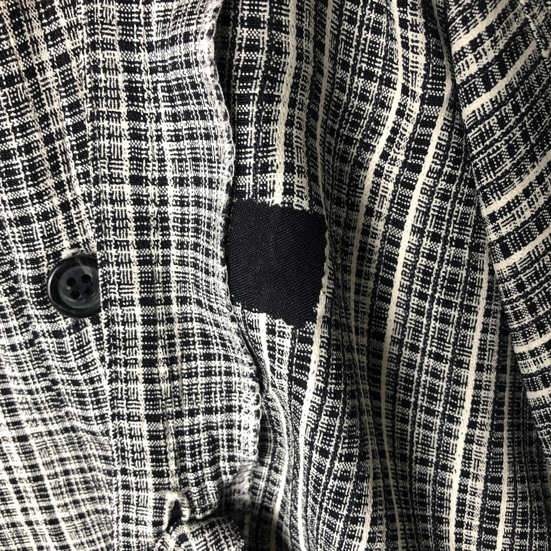 Vintage 90'S Michael Brandon check pattern short-sleeved open-collar shirt, made in the USA, men's size XL acetate gray type Vintage Second Hand