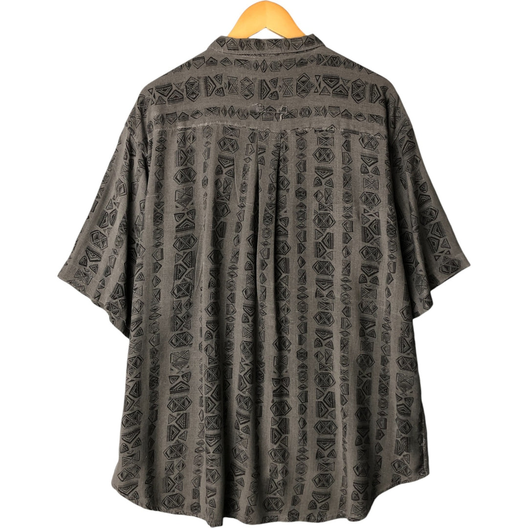 Vintage 90'S Pier Connection all-over print short-sleeved open-collar rayon shirt, size L, men's Rayon gray type Vintage Second Hand