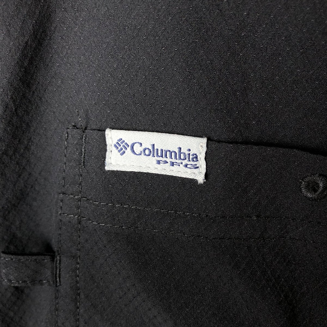 Columbia PFG OMNI-SHADE Open-Collar Box Shirt, Short Sleeve, Men's Size L polyester black type Vintage Second Hand