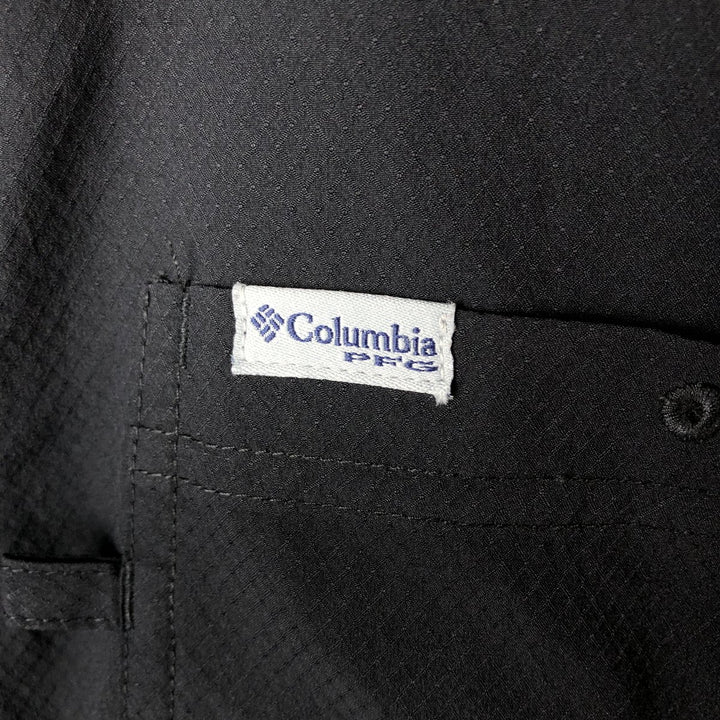Columbia PFG OMNI-SHADE Open-Collar Box Shirt, Short Sleeve, Men's Size L polyester black type Vintage Second Hand