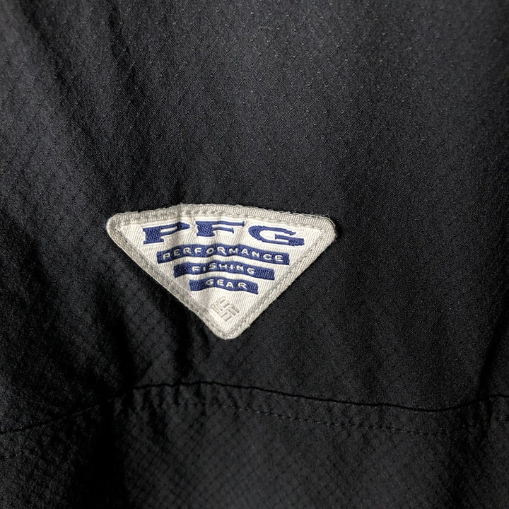 Columbia PFG OMNI-SHADE Open-Collar Box Shirt, Short Sleeve, Men's Size L polyester black type Vintage Second Hand