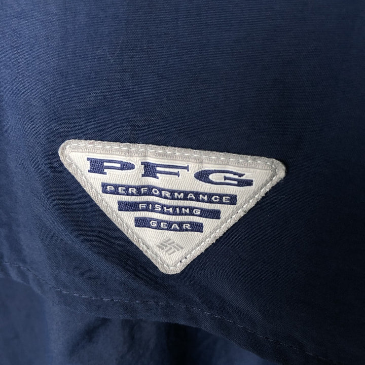 Columbia PFG BAHAMA OMNI-SHADE Omni-Shade Button-Down Short Sleeve Fishing Shirt, Men's XL Nylon navy blue type Vintage Second Hand