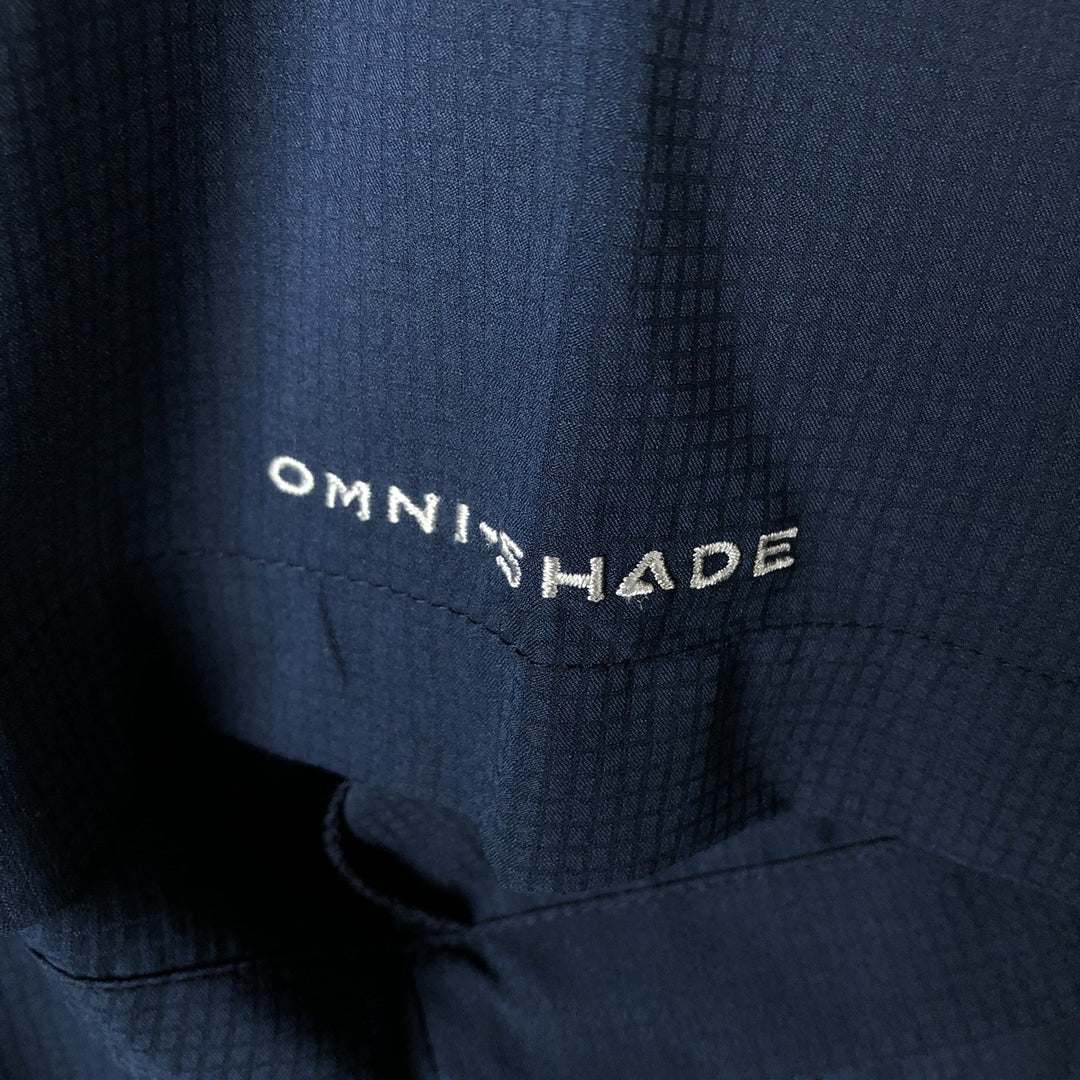 Columbia PFG OMNI-SHADE Omni-Shade Button-down Short Sleeve Fishing Shirt, Men's Size L polyester navy blue type Vintage Second Hand