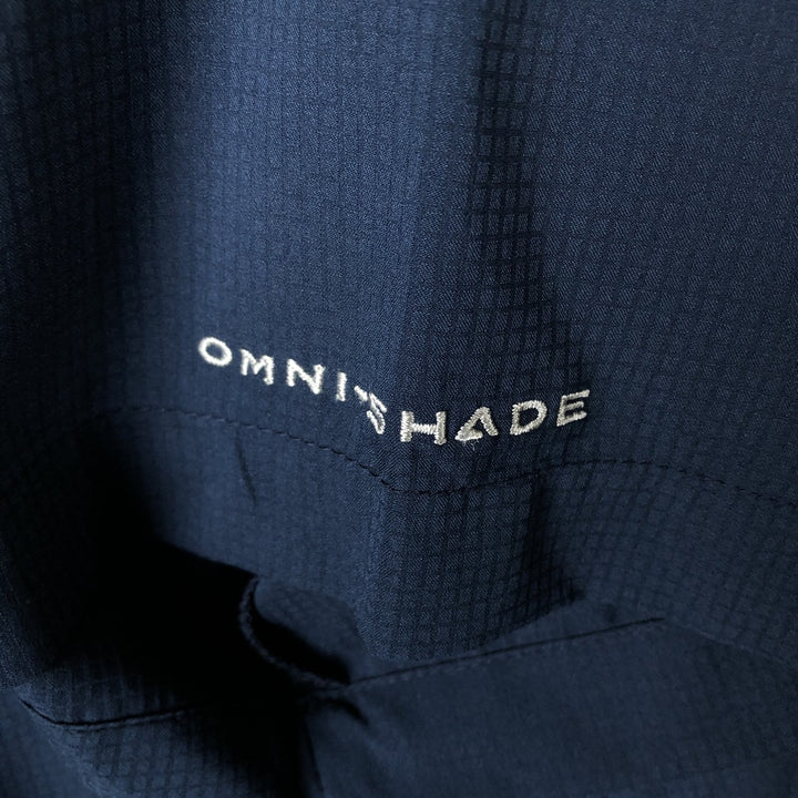 Columbia PFG OMNI-SHADE Omni-Shade Button-down Short Sleeve Fishing Shirt, Men's Size L polyester navy blue type Vintage Second Hand