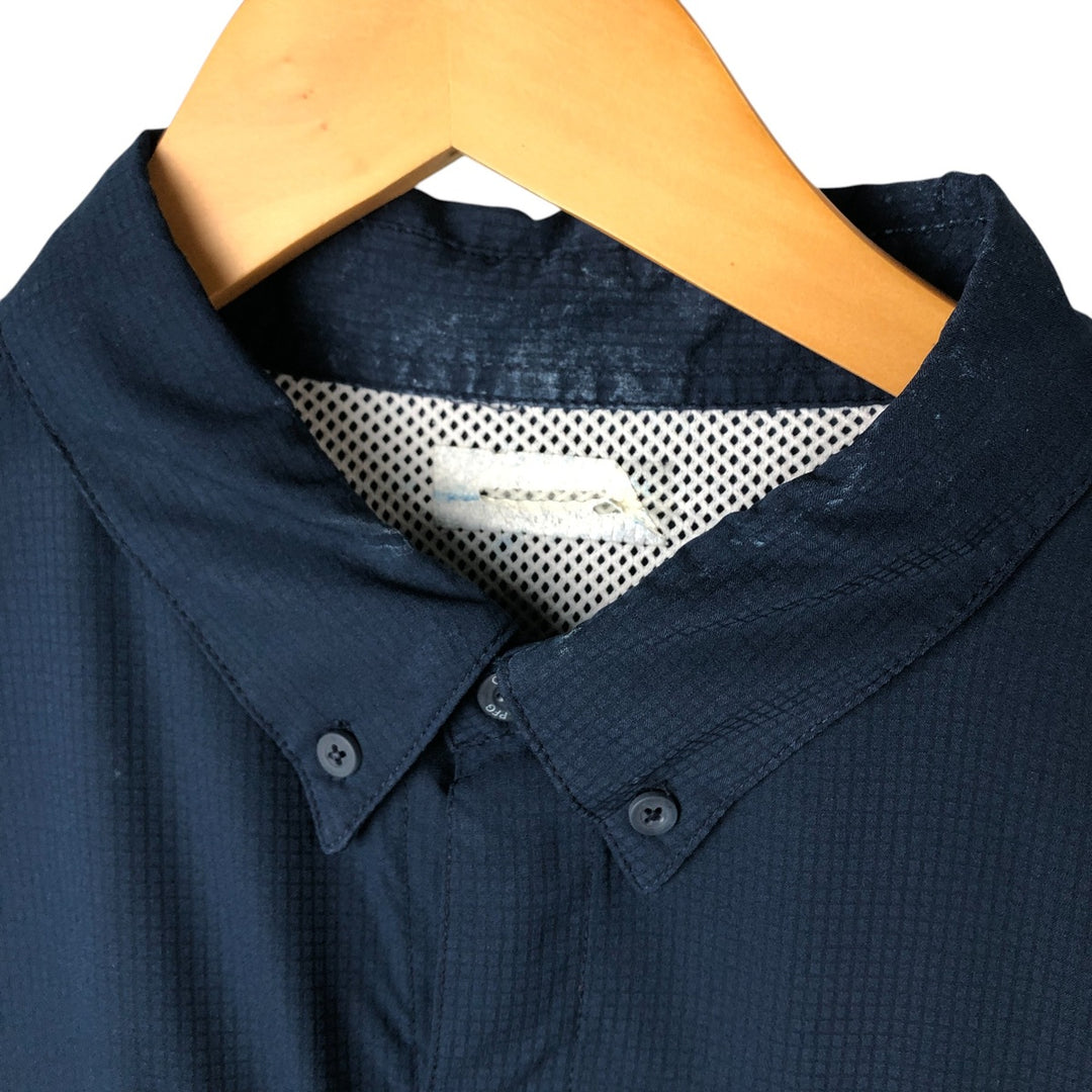 Columbia PFG OMNI-SHADE Omni-Shade Button-down Short Sleeve Fishing Shirt, Men's Size L polyester navy blue type Vintage Second Hand
