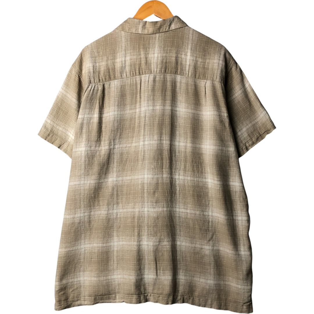 Haggar short-sleeved open-collar rayon and linen box shirt, men's size XL linen Beige type Vintage Second Hand