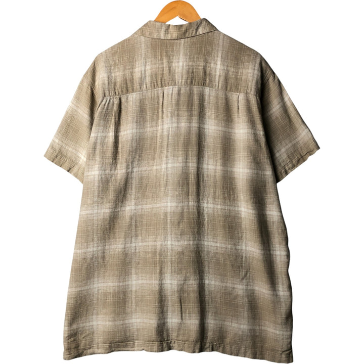 Haggar short-sleeved open-collar rayon and linen box shirt, men's size XL linen Beige type Vintage Second Hand