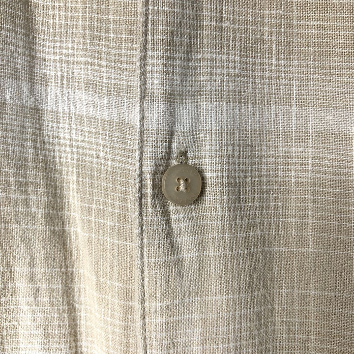 Haggar short-sleeved open-collar rayon and linen box shirt, men's size XL linen Beige type Vintage Second Hand