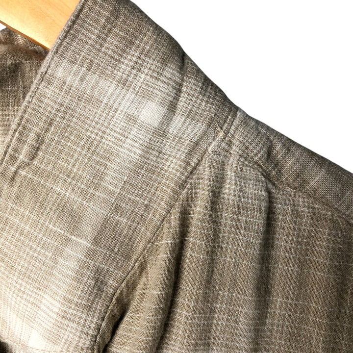 Haggar short-sleeved open-collar rayon and linen box shirt, men's size XL linen Beige type Vintage Second Hand