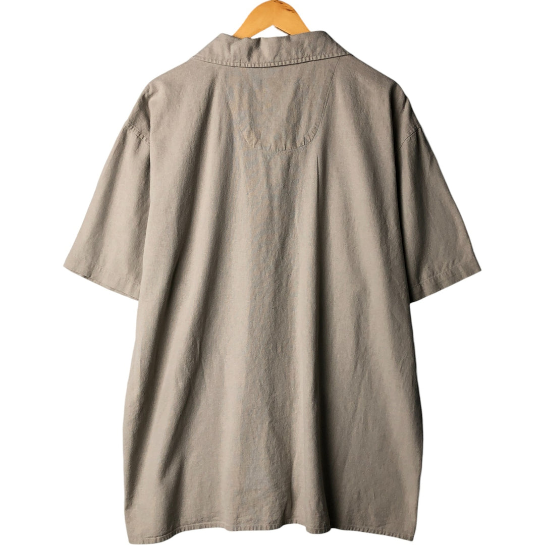 XTREME Short Sleeve Open Collar Rayon and Linen Box Shirt, Men's XL linen Beige type Vintage Second Hand