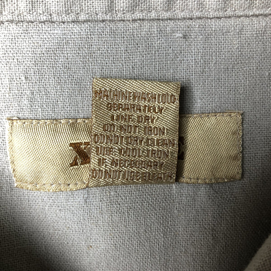 XTREME Short Sleeve Open Collar Rayon and Linen Box Shirt, Men's XL linen Beige type Vintage Second Hand