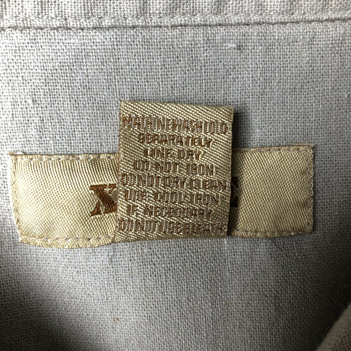XTREME Short Sleeve Open Collar Rayon and Linen Box Shirt, Men's XL linen Beige type Vintage Second Hand