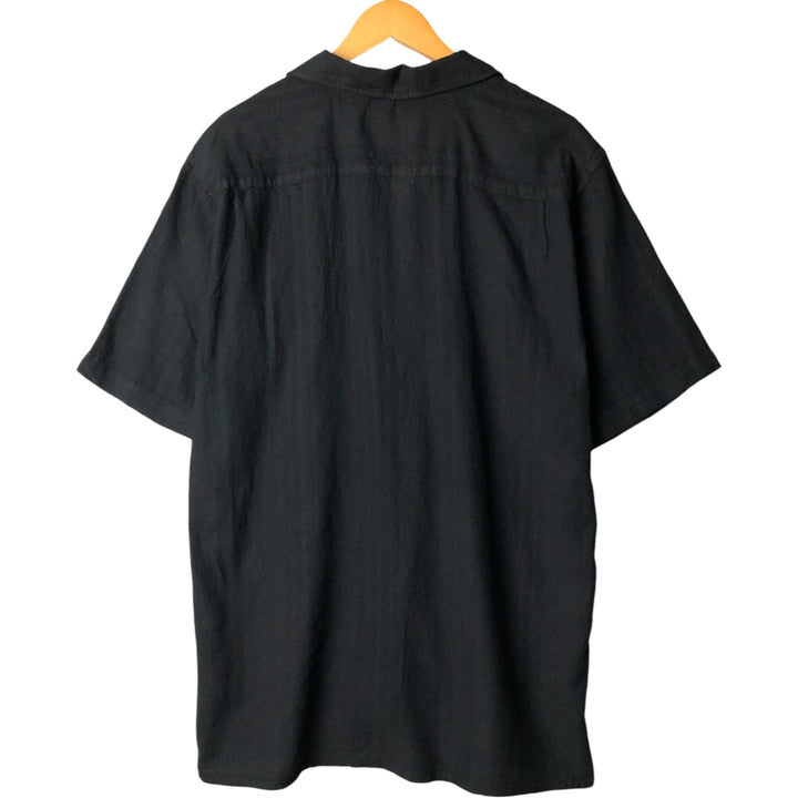 VITALI Short Sleeve Open Collar Linen Box Shirt, Men's Size L linen black type Vintage Second Hand