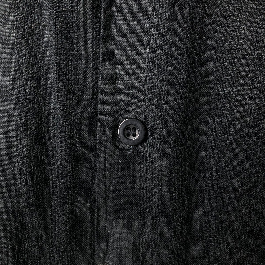VITALI Short Sleeve Open Collar Linen Box Shirt, Men's Size L linen black type Vintage Second Hand