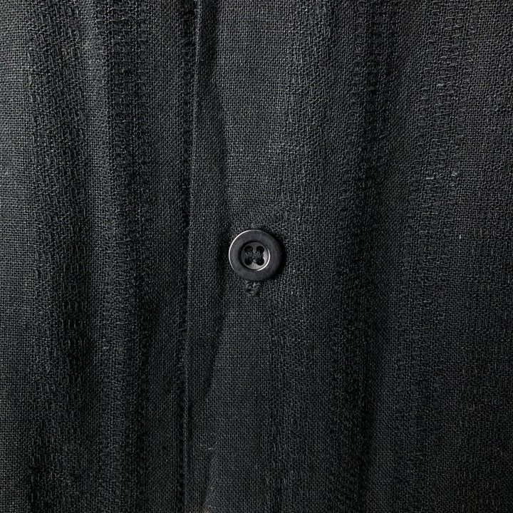 VITALI Short Sleeve Open Collar Linen Box Shirt, Men's Size L linen black type Vintage Second Hand